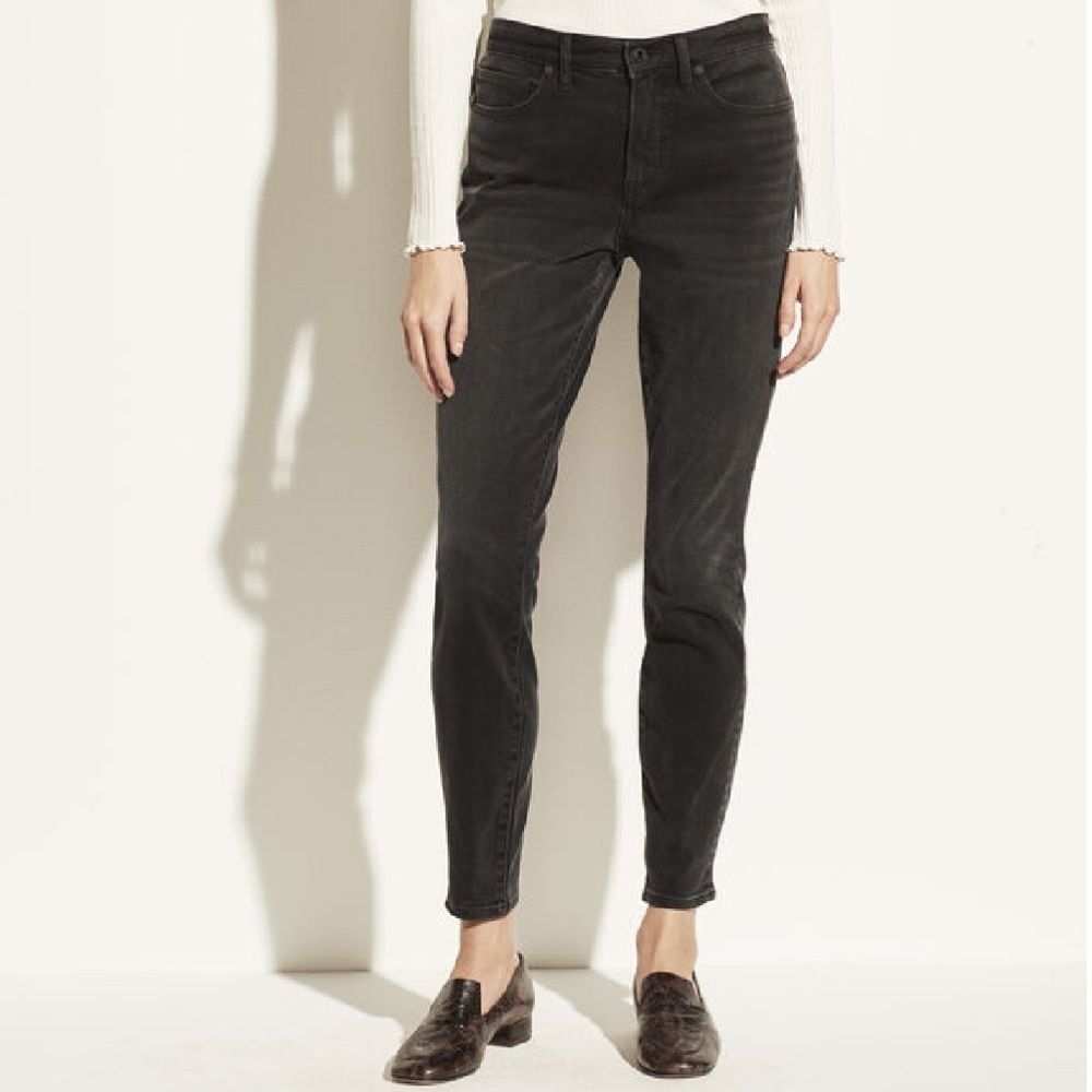 Vince Denim Mid Rise Skinny Jeans 5 Pocket Black Cigarette Jean Mulberry Size 24